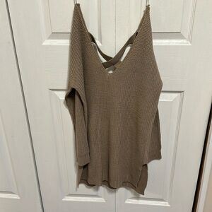 Brown sweater with crisscross on the back